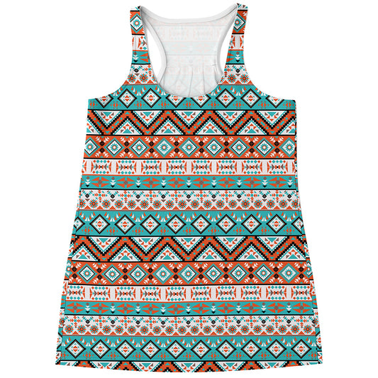Navajo Geometric Pattern Print Women's Racerback Tank Top
