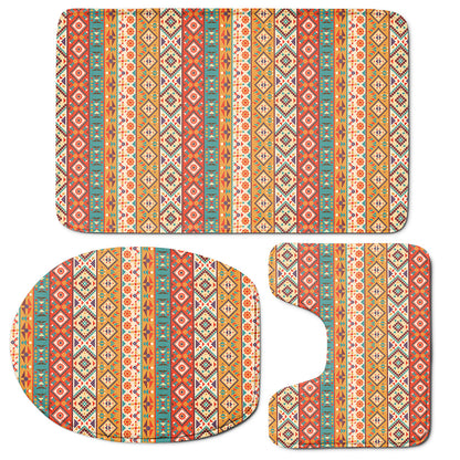 Navajo Native Pattern Print 3 Piece Bath Mat Set