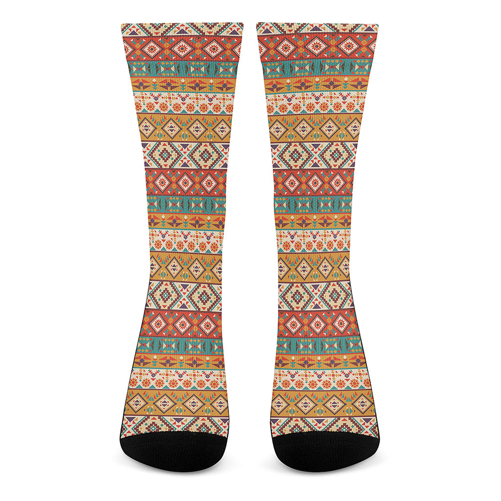 Navajo Native Pattern Print Crew Socks