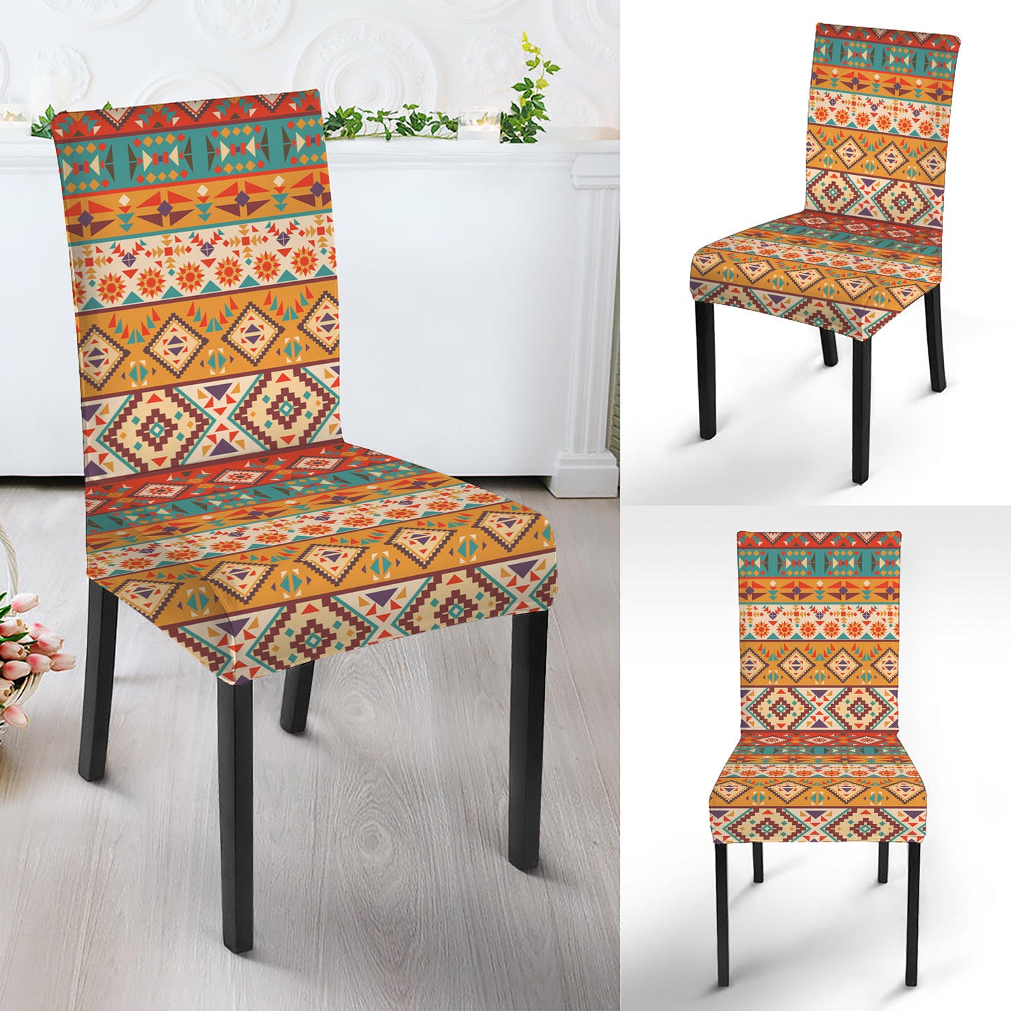 Navajo Native Pattern Print Dining Chair Slipcover