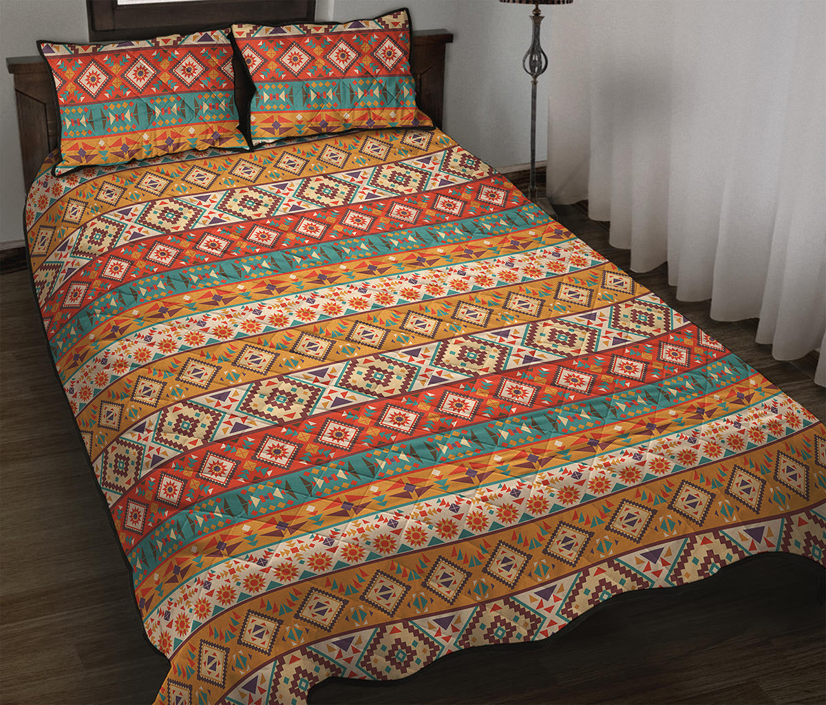 Navajo Native Pattern Print Quilt Bed Set