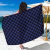 Navy And Black Buffalo Plaid Print Beach Sarong Wrap