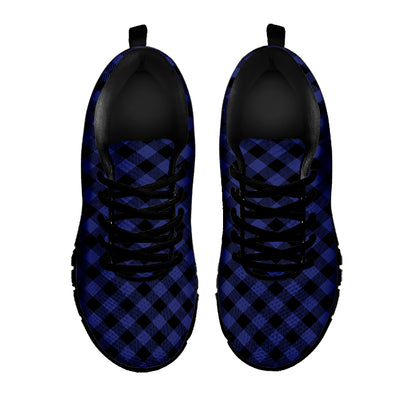 Navy And Black Buffalo Plaid Print Black Sneakers