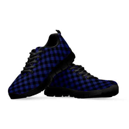 Navy And Black Buffalo Plaid Print Black Sneakers