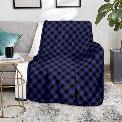 Navy And Black Buffalo Plaid Print Blanket