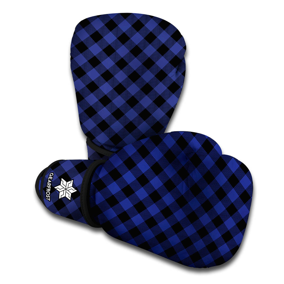 Navy And Black Buffalo Plaid Print Boxing Gloves