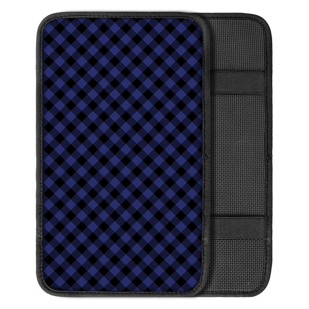 Navy And Black Buffalo Plaid Print Car Center Console Cover