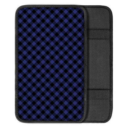 Navy And Black Buffalo Plaid Print Car Center Console Cover