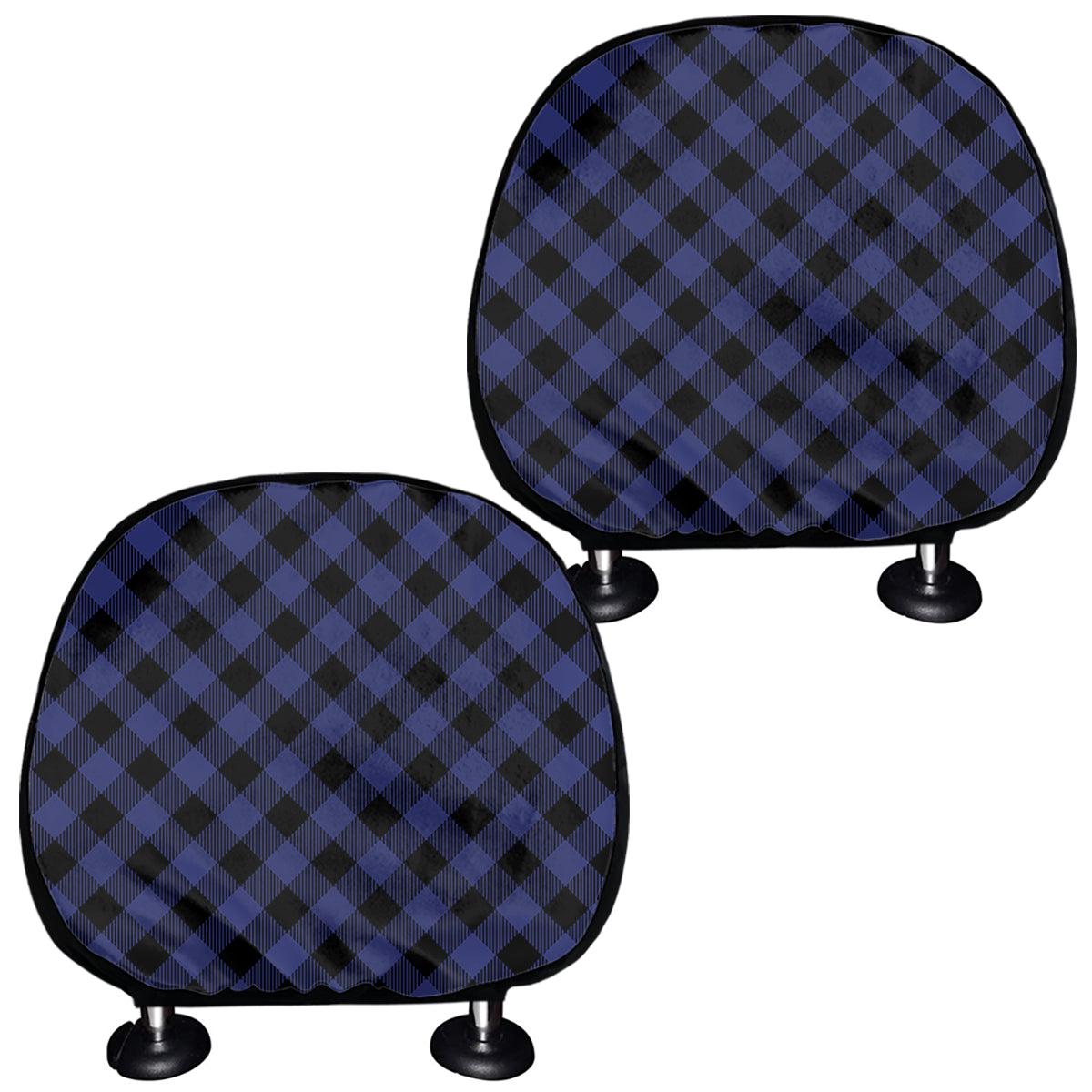 Navy And Black Buffalo Plaid Print Car Headrest Covers