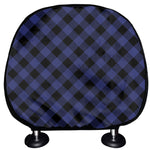 Navy And Black Buffalo Plaid Print Car Headrest Covers