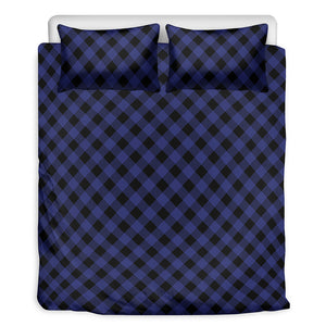 Navy And Black Buffalo Plaid Print Duvet Cover Bedding Set