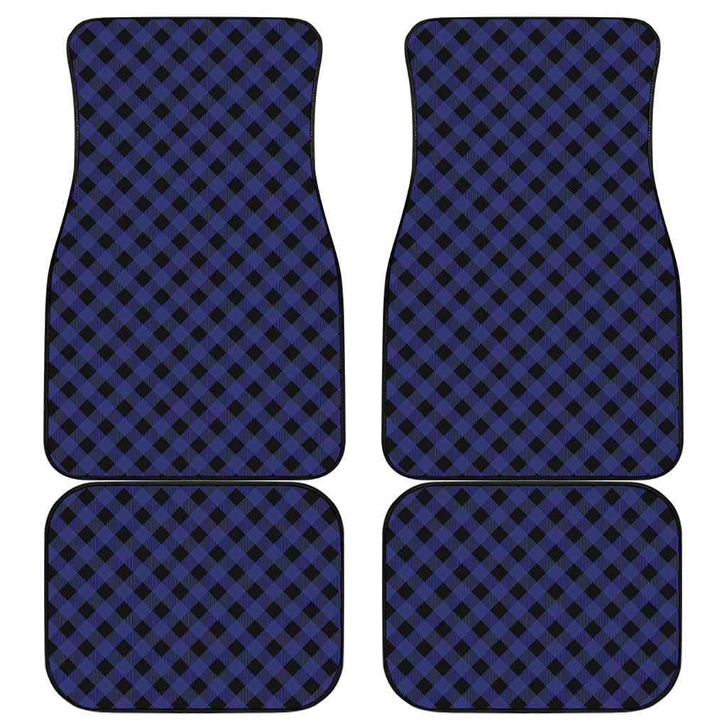 Navy And Black Buffalo Plaid Print Front and Back Car Floor Mats