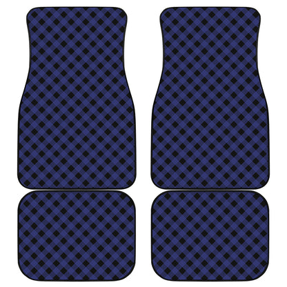 Navy And Black Buffalo Plaid Print Front and Back Car Floor Mats