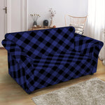 Navy And Black Buffalo Plaid Print Loveseat Slipcover