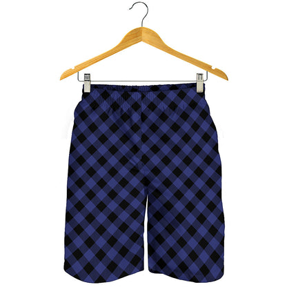 Navy And Black Buffalo Plaid Print Men's Shorts
