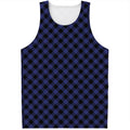 Navy And Black Buffalo Plaid Print Men's Tank Top