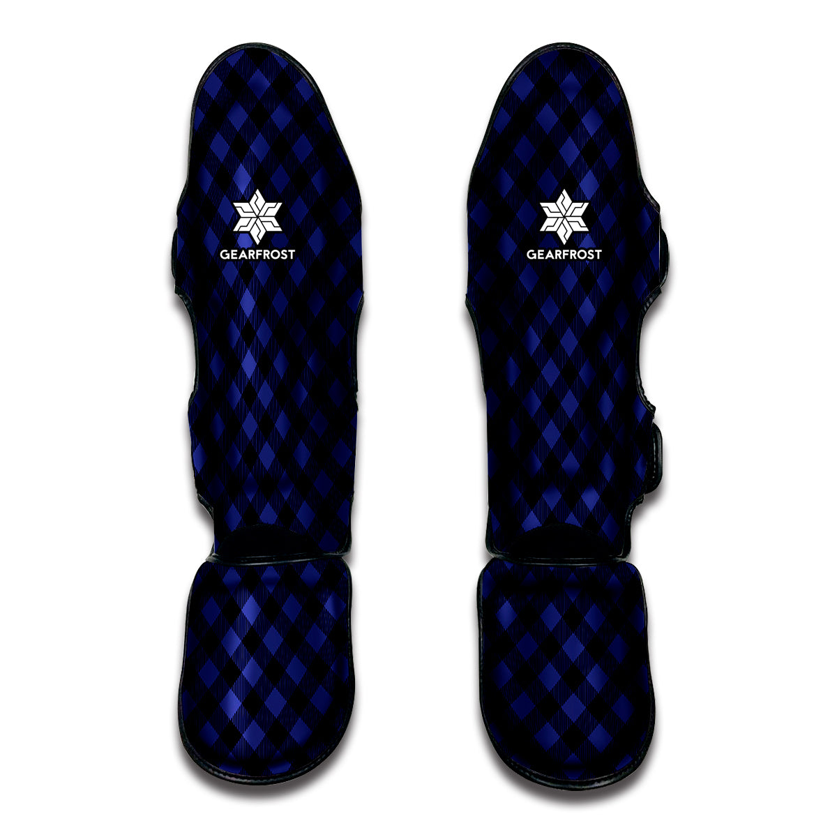 Navy And Black Buffalo Plaid Print Muay Thai Shin Guard