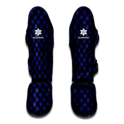 Navy And Black Buffalo Plaid Print Muay Thai Shin Guard