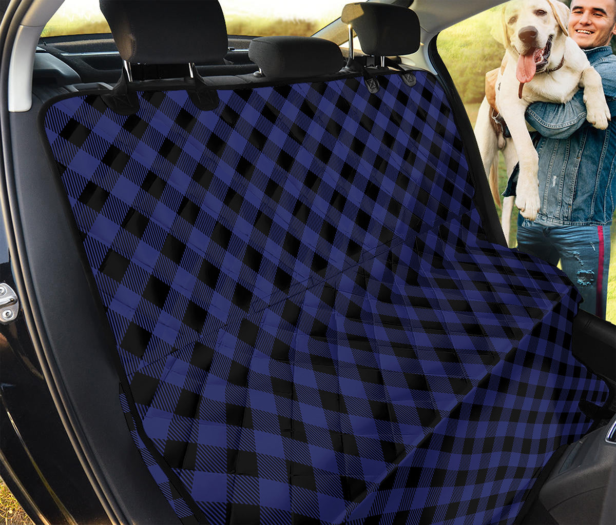 Navy And Black Buffalo Plaid Print Pet Car Back Seat Cover