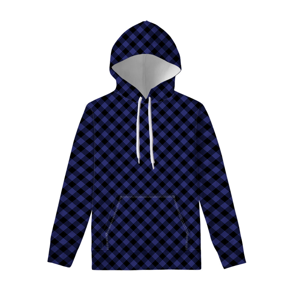 Navy And Black Buffalo Plaid Print Pullover Hoodie