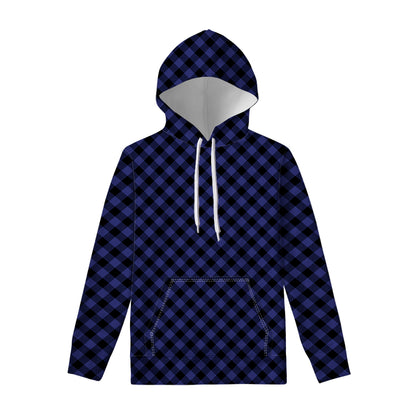 Navy And Black Buffalo Plaid Print Pullover Hoodie