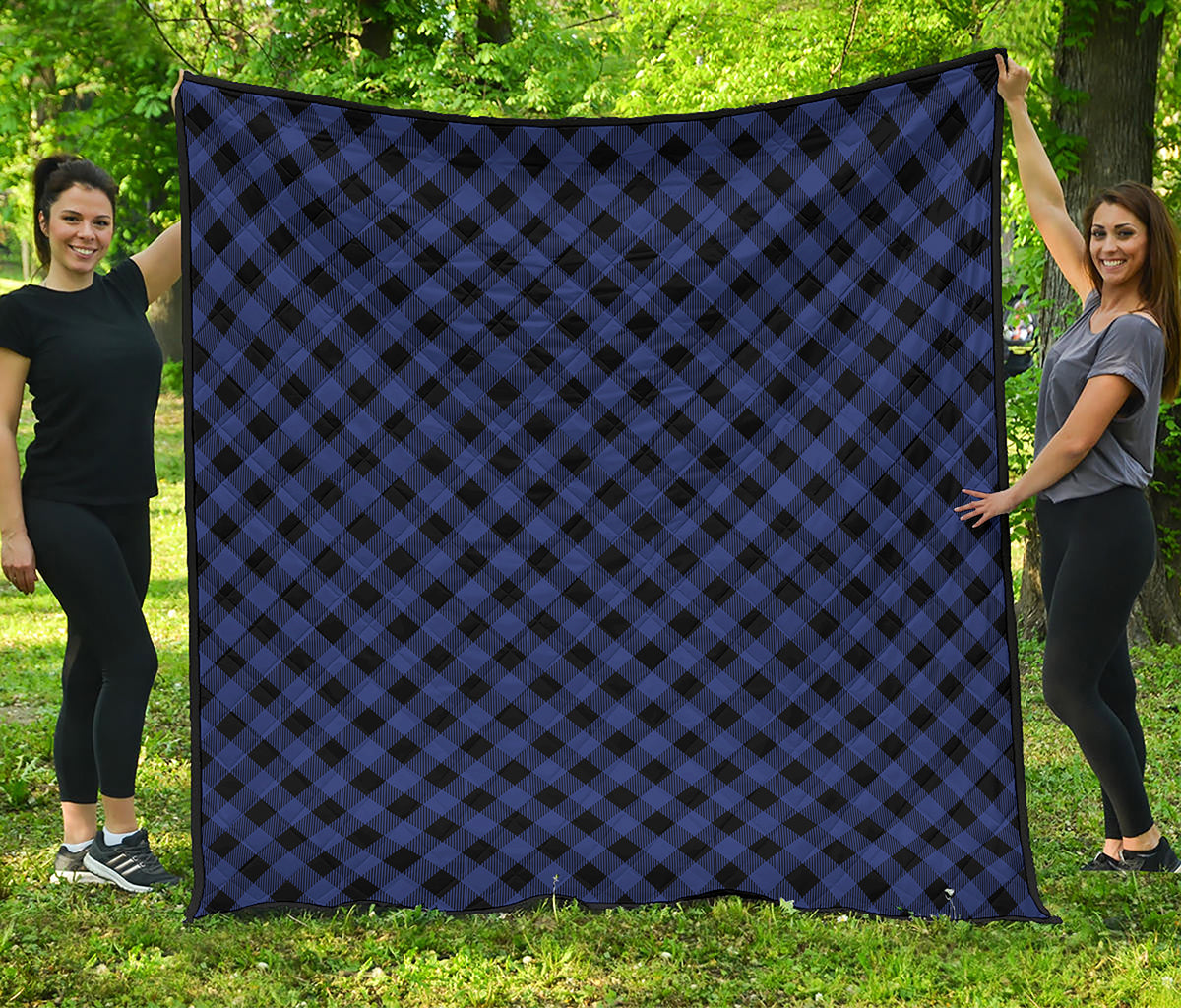 Navy And Black Buffalo Plaid Print Quilt