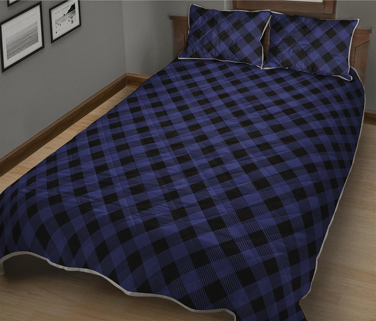 Navy And Black Buffalo Plaid Print Quilt Bed Set