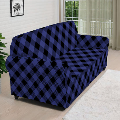Navy And Black Buffalo Plaid Print Sofa Cover