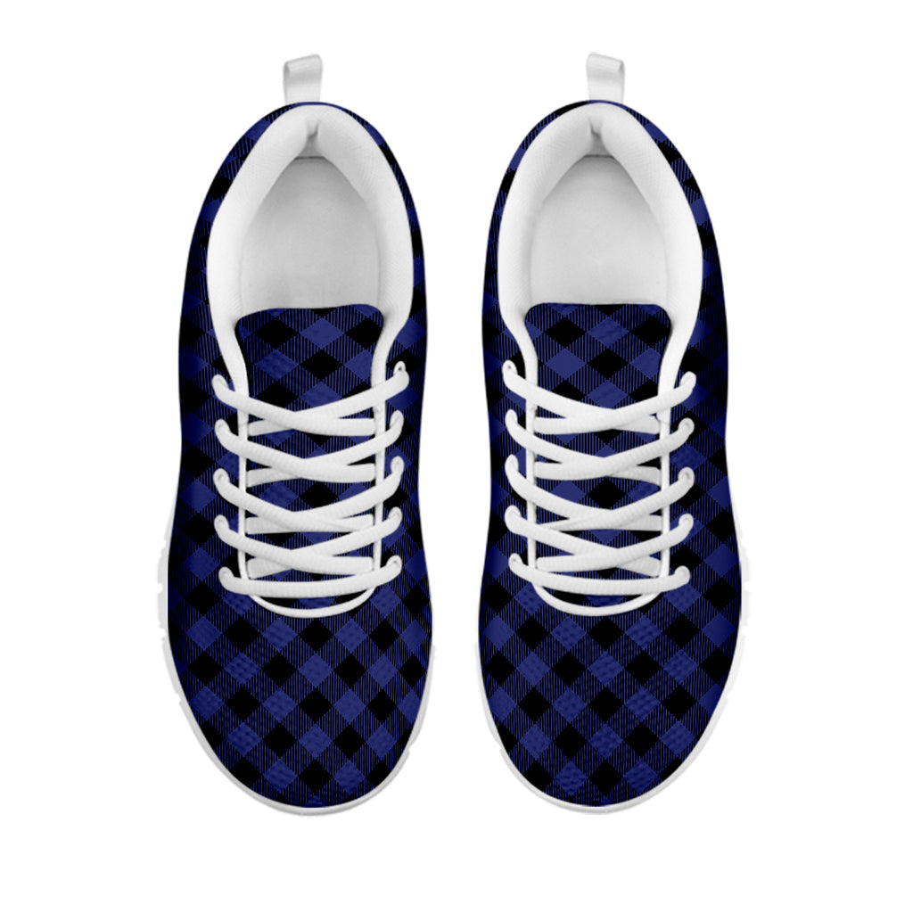 Navy And Black Buffalo Plaid Print White Sneakers