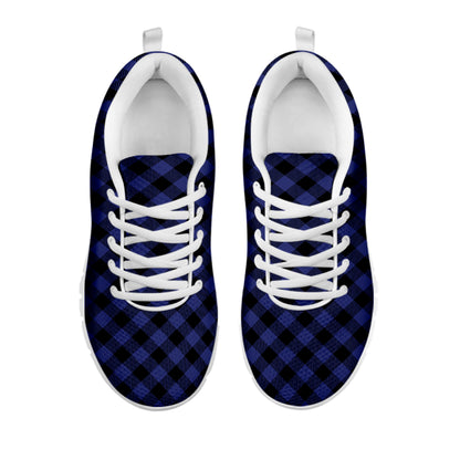 Navy And Black Buffalo Plaid Print White Sneakers