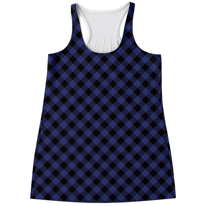 Navy And Black Buffalo Plaid Print Women's Racerback Tank Top