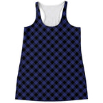 Navy And Black Buffalo Plaid Print Women's Racerback Tank Top