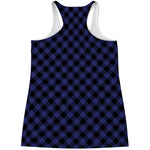 Navy And Black Buffalo Plaid Print Women's Racerback Tank Top
