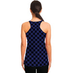 Navy And Black Buffalo Plaid Print Women's Racerback Tank Top