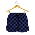 Navy And Black Buffalo Plaid Print Women's Shorts