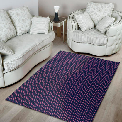 Navy And Pink Zigzag Pattern Print Area Rug