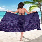 Navy And Pink Zigzag Pattern Print Beach Sarong Wrap