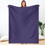 Navy And Pink Zigzag Pattern Print Blanket