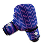 Navy And Pink Zigzag Pattern Print Boxing Gloves