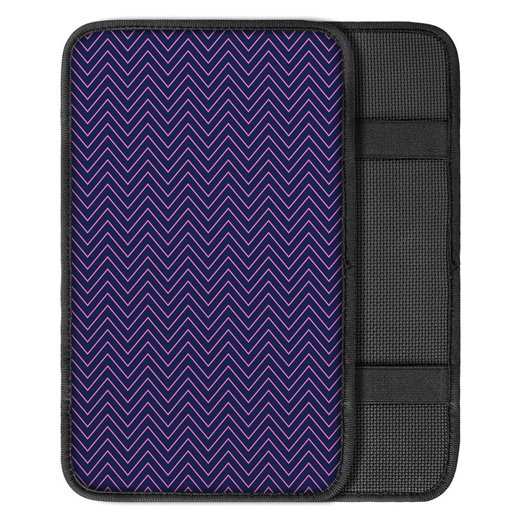 Navy And Pink Zigzag Pattern Print Car Center Console Cover