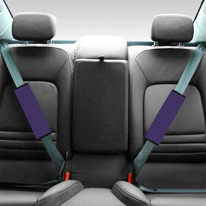 Navy And Pink Zigzag Pattern Print Car Seat Belt Covers