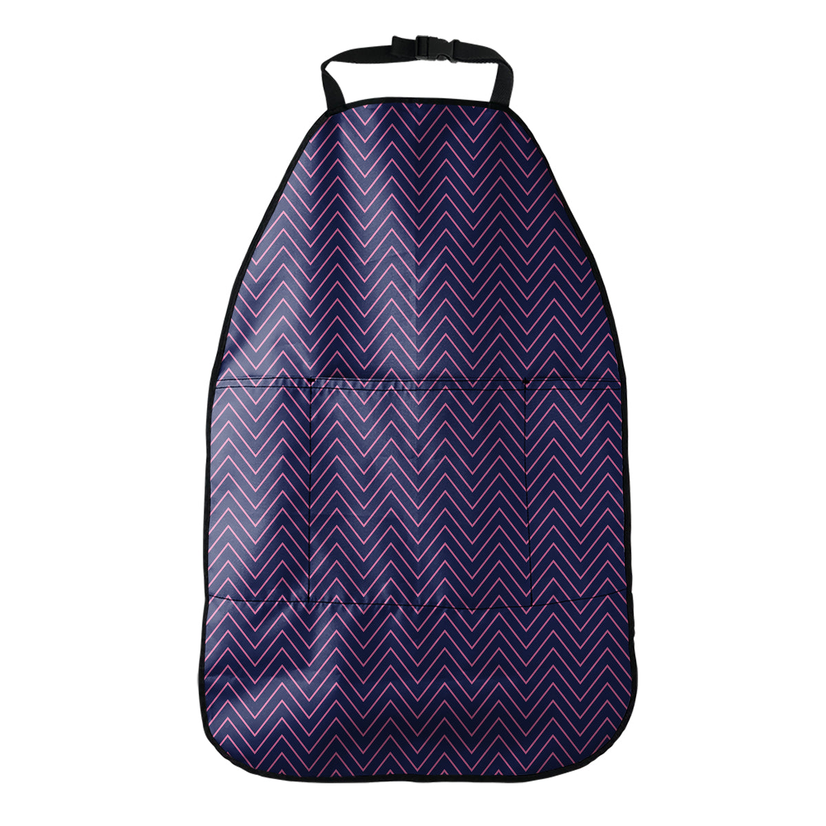 Navy And Pink Zigzag Pattern Print Car Seat Organizers