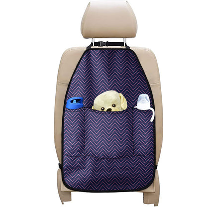 Navy And Pink Zigzag Pattern Print Car Seat Organizers