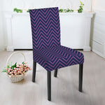 Navy And Pink Zigzag Pattern Print Dining Chair Slipcover