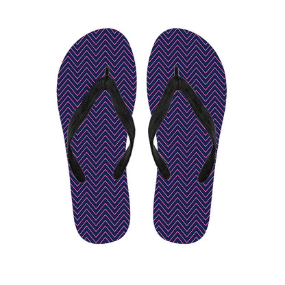 Navy And Pink Zigzag Pattern Print Flip Flops