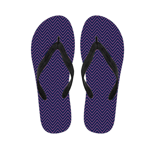 Navy And Pink Zigzag Pattern Print Flip Flops