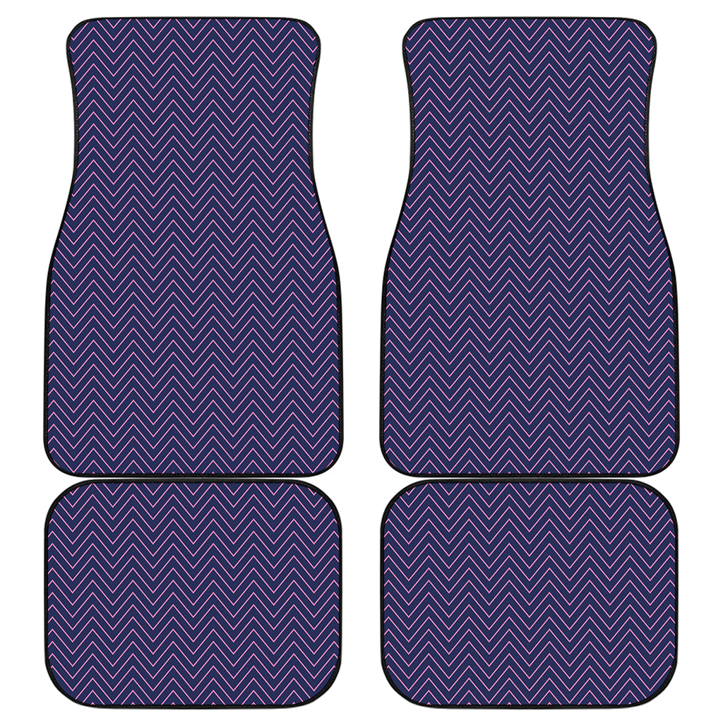 Navy And Pink Zigzag Pattern Print Front and Back Car Floor Mats