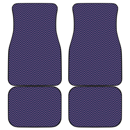 Navy And Pink Zigzag Pattern Print Front and Back Car Floor Mats