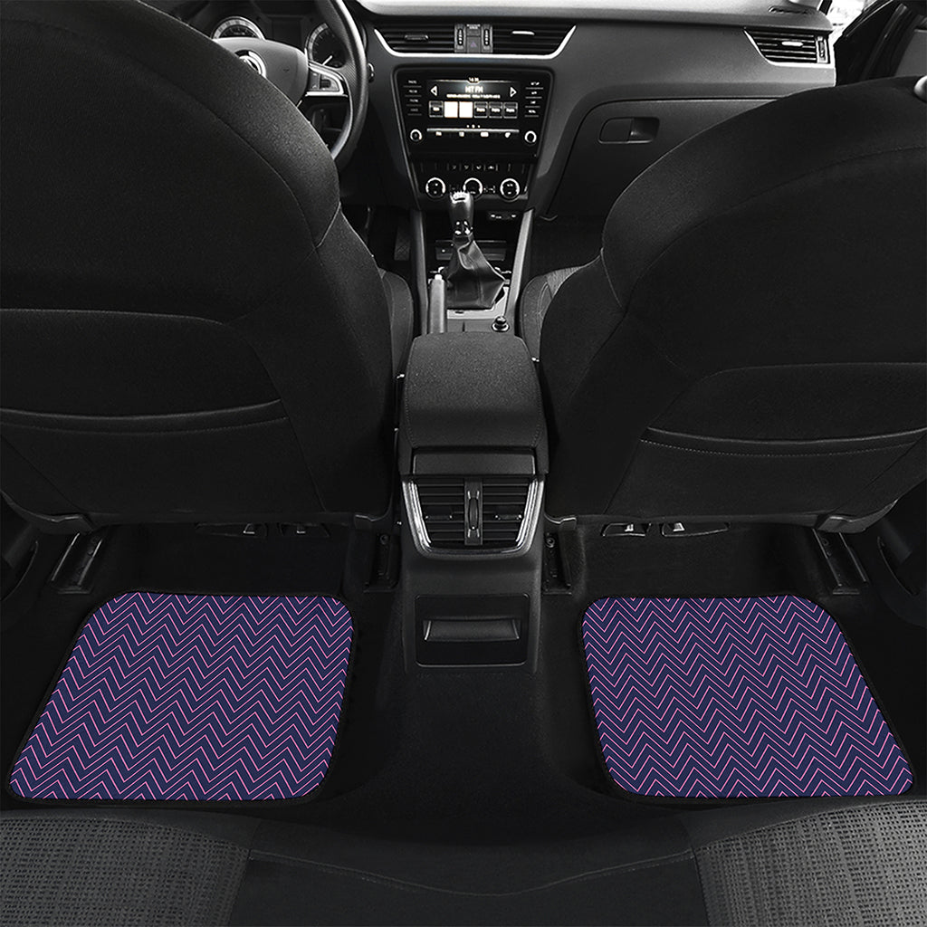 Navy And Pink Zigzag Pattern Print Front and Back Car Floor Mats