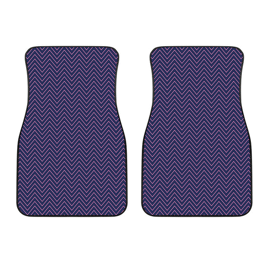 Navy And Pink Zigzag Pattern Print Front Car Floor Mats